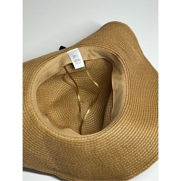 Vintage Women's 100% Straw Hat One Size Black Band in back with Bow - Picture 7 of 9